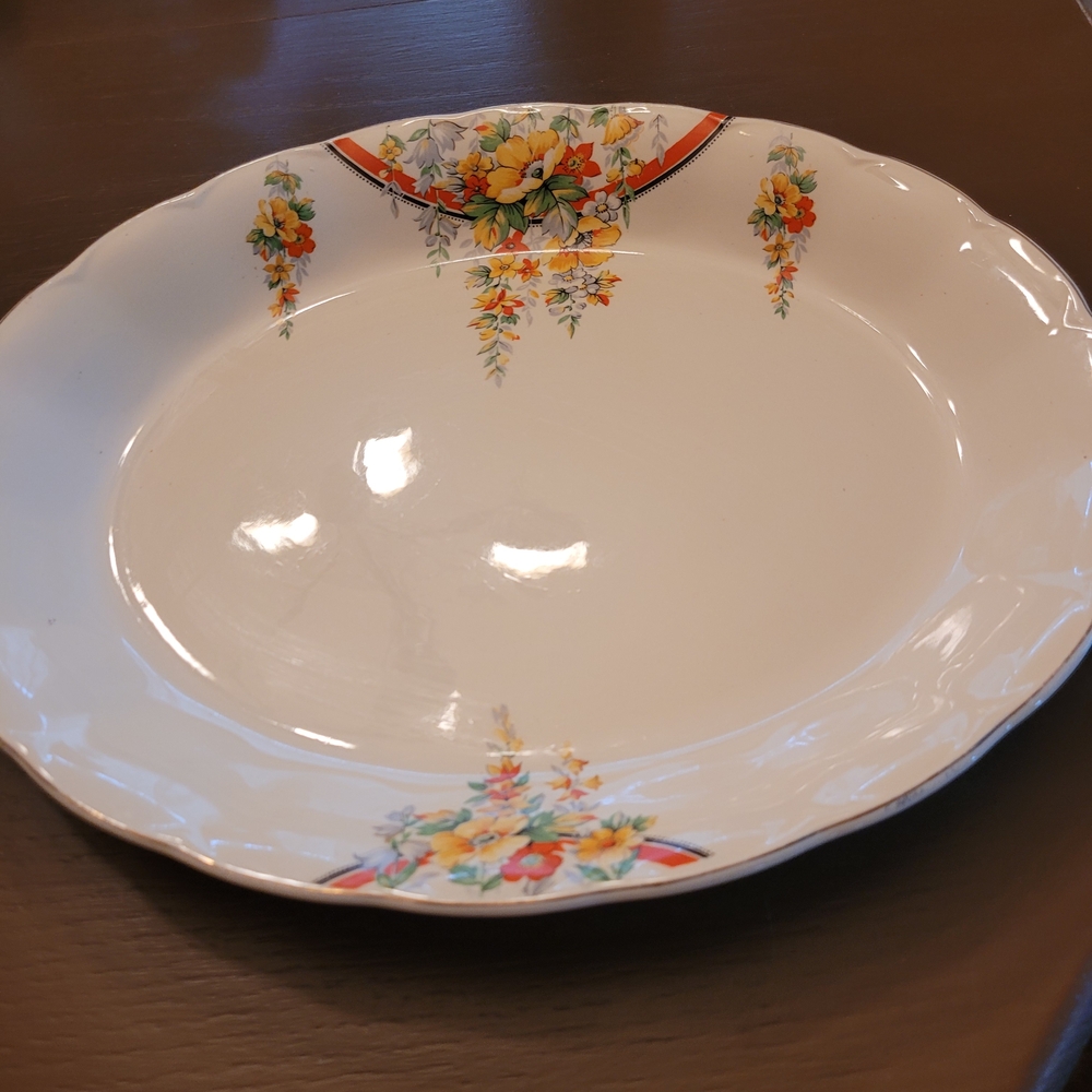 VINTAGE Grindley CreamPetal Oval Platter ELDON Pattern